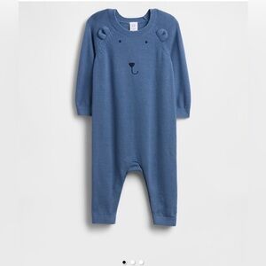 GAP Blue Bear Knit Baby One-Piece